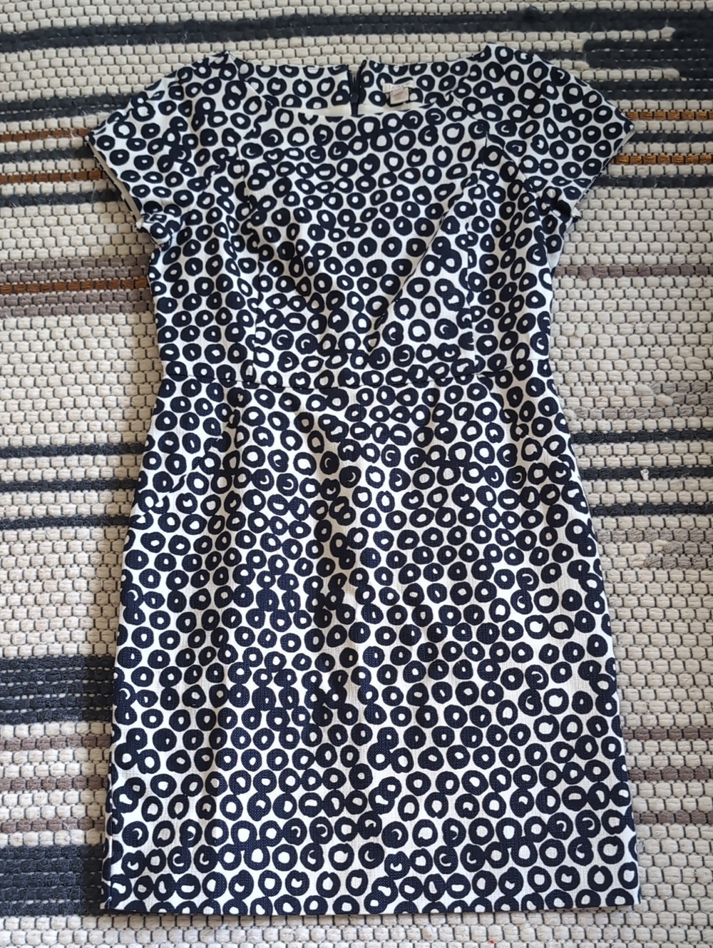 NWOT J. Crew navy and white abstract polka dot dress